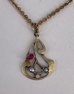 WunderschönerJugendstil Anhänger 800 Silber, mit Kette (AT 115) - Bild 1 von 4