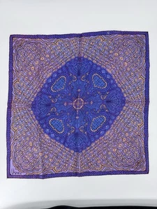 Vintage Vera Hand Rolled Blue Green Purple Paisley Head Neck Scarf 21" x 22" - Picture 1 of 20