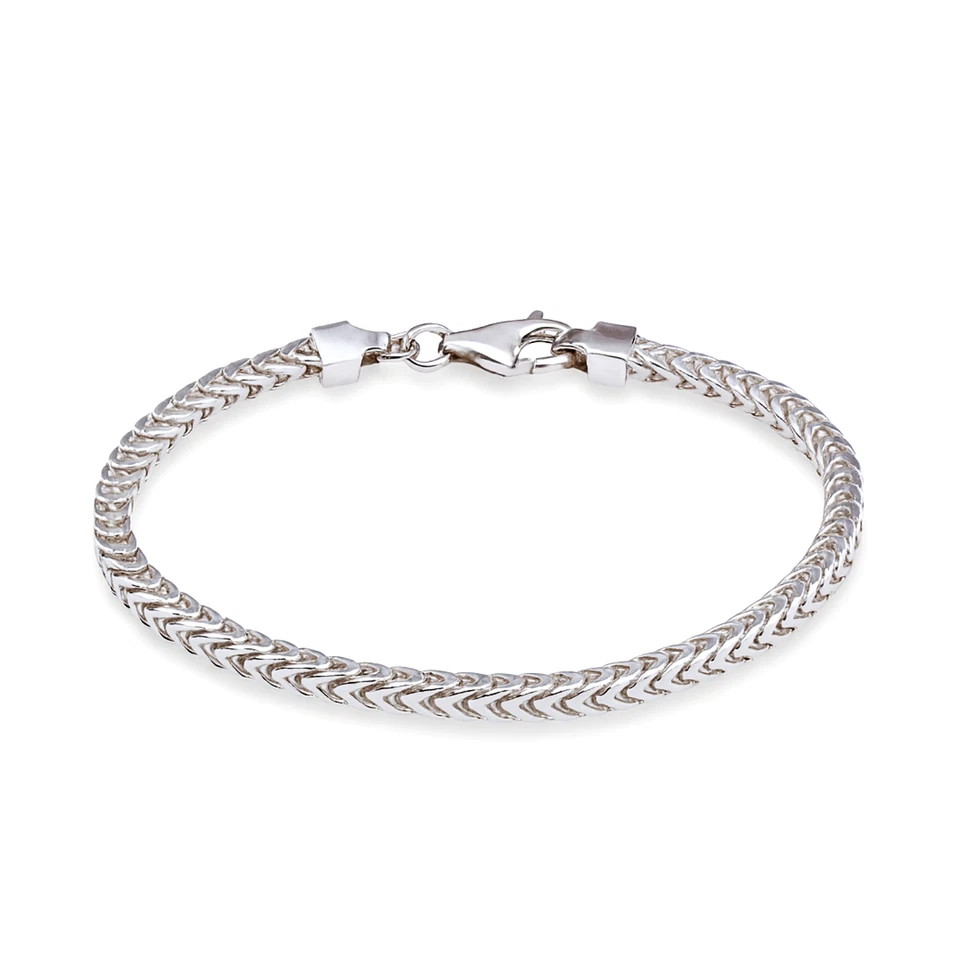 Твердое серебро 925 пробы 2 мм 4 мм Франко цепочка итальянский браслет 7,5 «8» - Изображение 1 из 4