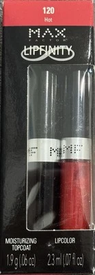 2 PACK Max Factor Lipfinity Lipcolor Lipstick 120 HOT Moisturizing Topcoat - Image 1 of 3