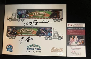 Houston Astros Craig Biggio Jeff Bagwell Kroger Enron Signed Auto 8x10 Litho JSA - Picture 1 of 7