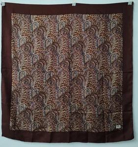 Liberty Paris Vintage Silk Scarf Neckerchief Maroon Brown Paisley Pattern Design - Picture 1 of 8