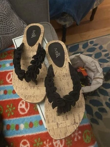 Cork Wedge flip-flops Mia Mia, size 9.  - Picture 1 of 4
