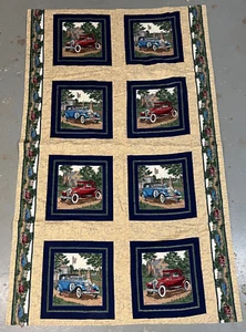 Cranston Antique Cars Quilting Car Blocks Cotton 67"x41" - Picture 1 of 8