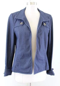 Nina McLemore Damen-Blazerjacke blau Denim-Ton offen vorne Größe 10 Baumwolle - Bild 1 von 6