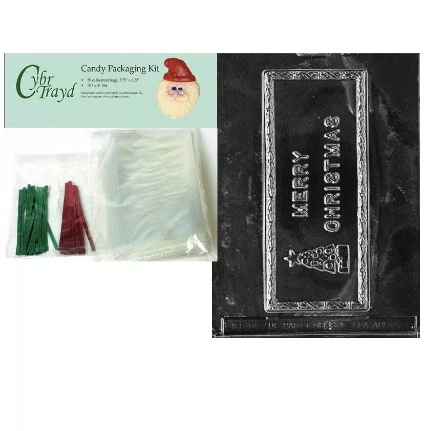 Cybrtrayd Merry Christmas Card Chocolate Candy Mold 50 Bags 50 Ties - Image 1 of 1