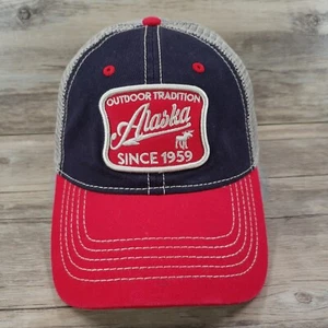 Alaska Anchorage Hat Cap Strap Back Outdoor Tradition Since 1959 Red Blue Mesh - Picture 1 of 8