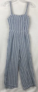 Mameluco Hollister XS para mujer azul y blanco a rayas bolsillos con lazo traseros - Imagen 1 de 8