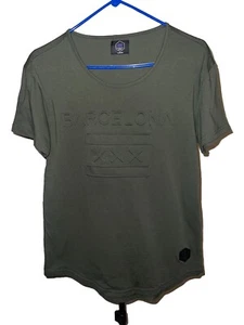 Barcelona Designs Olive Army Green Logo Premium Tee TShirt Sz L Embossed Unisex - Picture 1 of 11