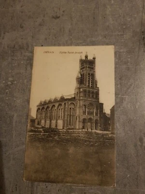 TARJETA POSTAL DENAIN -EGLISE SAINT-JOSEPH POSTAL CAMPO CIRCULADO POSTSTATION Foto 1 de 2
