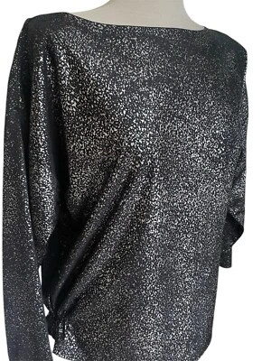 TOPSHOP vintage. Parte superior moteada negra y plateada. Talla 14. Fiesta de los 80. Foto 1 de 4