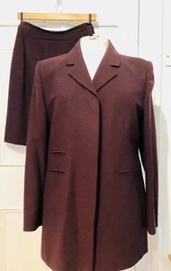 DEEP PURPLE, BURGUNDY, Tailored SMART Suit, Skirt & Jacket, Vintage M&S, UK14 - Picture 1 of 17