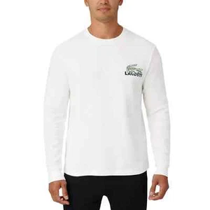 Lacoste Sleepwear Men's White Logo Waffle Knit Thermal Long Sleeve Shirt XL - Picture 1 of 6