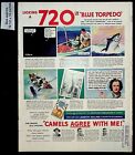 1938 Camel Cigarettes Blue Torpedo Fishing Boat Tobacco Vintage Print Ad 39348