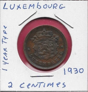 LUXEMBOURG 25 CENTIMES 1930 1 YEAR TYPE,CHARLOTTE,CROWNED NATIONAL ARMS FLANKED - Picture 1 of 2