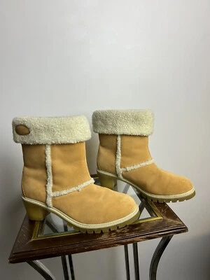 VTG Y2K LUGZ Sherpa Boots Size 9 Women’s Heeled Suede Leather Chunky Retro Funky Foto 1 de 4