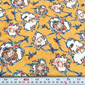 Vintage Cuddle Prints Fabri-Quilt Golden Yellow Cotton Fabric Remnant 13" x 43" - Picture 1 of 2