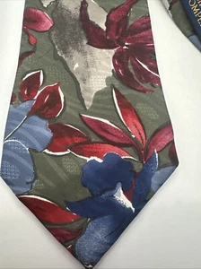Vintage Gino Pompeii Men’s All Silk Necktie Floral Pattern - Picture 1 of 15