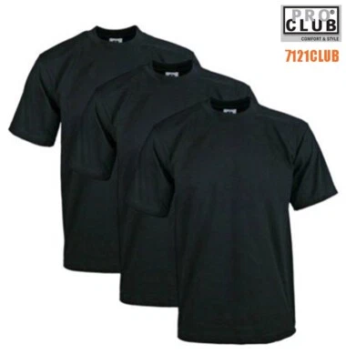 3 PACK PRO CLUB MENS HEAVYWEIGHT T SHIRTS PLAIN SHORT SLEEVES BIG AND TALL S-7XL - Image 1 of 2