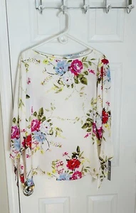 NEW WITH TAGS Tahari ASL Blouse Floral Blue Ivory Pink SZ XL Retail $59 - Picture 1 of 7