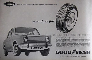 PUBLICITÉ DE PRESSE 1962 GOOD YEAR SIMCA 1000 ACCORD PARFAIT - ADVERTISING - Picture 1 of 1