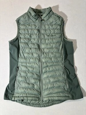 Chaleco para mujer Columbia grande verde claro suave acolchado con cremallera Foto 1 de 4
