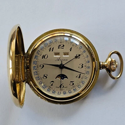 ARNEX-TRIPLE CALENDAR-MOONPHASE-MANUALE-TASCA-VALJOUX 90-HUNTER-TUTTO FIRMATO - Immagine 1 di 4