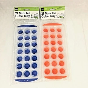 Ice Cube Tray 21 Mini Cubes Silicone Bottoms for Easy Release 2 Pack - Picture 1 of 4