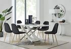 Mayfair White Gloss Chrome Rectangle Dining Table & 6 Luxury Velvet Chairs