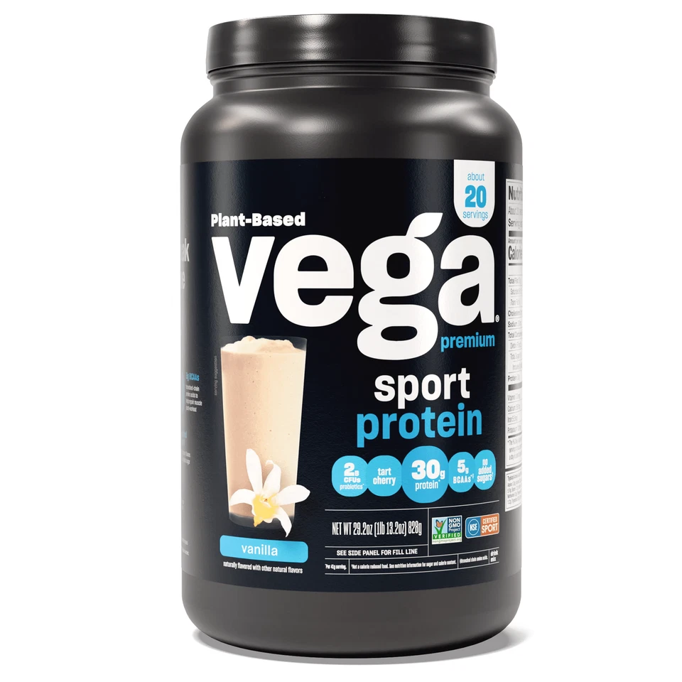 VEGA VEG00855 Sport Protein Powder Vanilla (1LB 13.2 oz) 20 Servings
