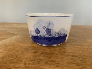 Vintage Delft Blue Windmill Sailboat White Bowl Planter 5”W Holland Dutch Taiwan - Picture 1 of 9
