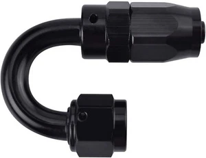 Black AN6 6AN 180 Degree Swivel Hose End Fitting Adapter for Braided Fuel Line - Picture 1 of 8