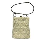 Vintage Cream Beaded Sparkle Evening Bag Yellow Satin Lining Made in Hong Kong