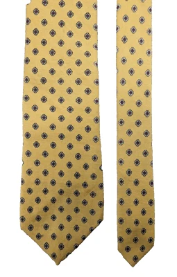 Vintage Chaps Tie Ralph Lauren 100% Wool Knit Yellow Medallion  1980s - Image 1 of 4