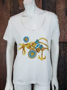 New Carven Paris T-Shirt 50/52 Gold Rope Chain Anchor Nautical - Picture 1 of 6
