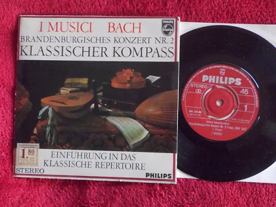 I musici Bach   Brandenburgisches Konzert Nr. 2    NL Philips 45 mit Buch - Bild 1 von 4