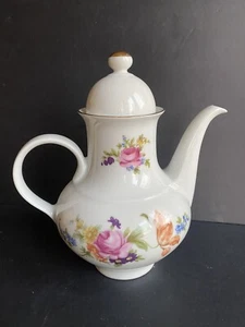 Tetera con ramo de flores de porcelana JLMenau Graf Von Henneberg ~ Alemania - Imagen 1 de 5