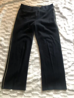 Pantalones de salón de punto lauren ralph lauren negro tejido de algodón, cordón dorado a rayas/ajuste Foto 1 de 4