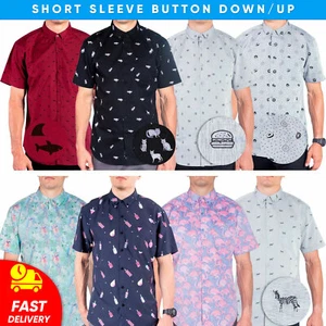 Visive Fruits Print Short Sleeve Pizza Button Down / Up Hawaiian Food Men Shirts - Picture 1 of 50