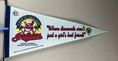Vintage 1998 Cleveland Indians Pennant Spring Training MLB 30” Wintehaven, FL - Image 1 of 4
