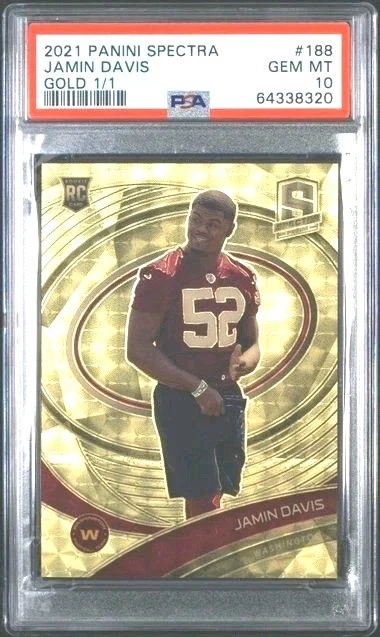 JAMIN DAVIS 2021 PANINI SPECTRA GOLD VINYL RC 1/1 PSA 10 SUPERFRACTOR RC 1 OF 1 - Image 1 of 2