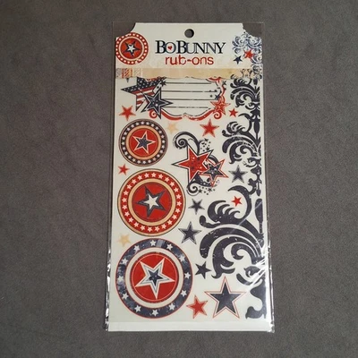 Bo Bunny Rub-ons LIBERTY #RBL773 NUEVO EN PAQUETE ESTRELLAS ROJO BLANCO AZUL  Foto 1 de 3