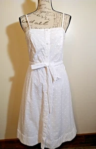 Abito Banana Republic tg 10 bianco cotone testurizzato spaghetti strap bottoni davanti - Foto 1 di 9