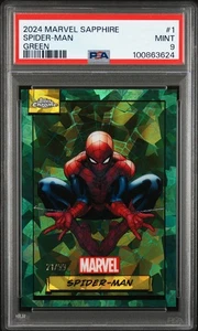 2024 Topps Marvel Chrome Sapphire Green Spider-Man /99 PSA 9 - Picture 1 of 1