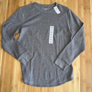 Old Navy Thermal Shirt Youth XL 14/16 Waffle Knit Long Sleeve Gray NEW - Picture 1 of 2