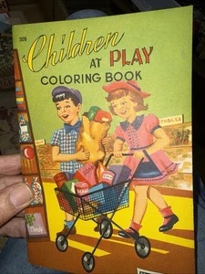 Vintage Coloring Book “children At play”. Saalfield - Picture 1 of 1