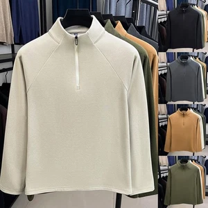 Autumn And Winter Half Zip Turtleneck Polyester Spandex Blend Solid Color - Picture 1 of 24