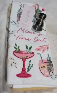 Rachel Zoe 3er Set Küchen Geschirrtücher & Metall Jigger Zubehör Mimi's Time Out - Bild 1 von 5