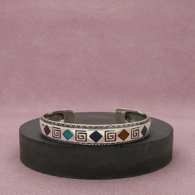 carolyn pollack sterling silver southwesten turquoise cuff bracelet size 6.75in — 第 1/3 张图片