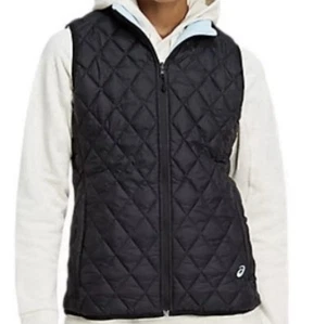 Chaleco acolchado con diamantes y cremallera completa negro reversible talla XS de ASICS para mujer - Imagen 1 de 5